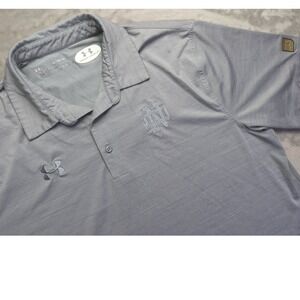 Under Armour Notre Dame Polo Shirt Men's XL Gray HeatGear Short Sleeve Loose Fit